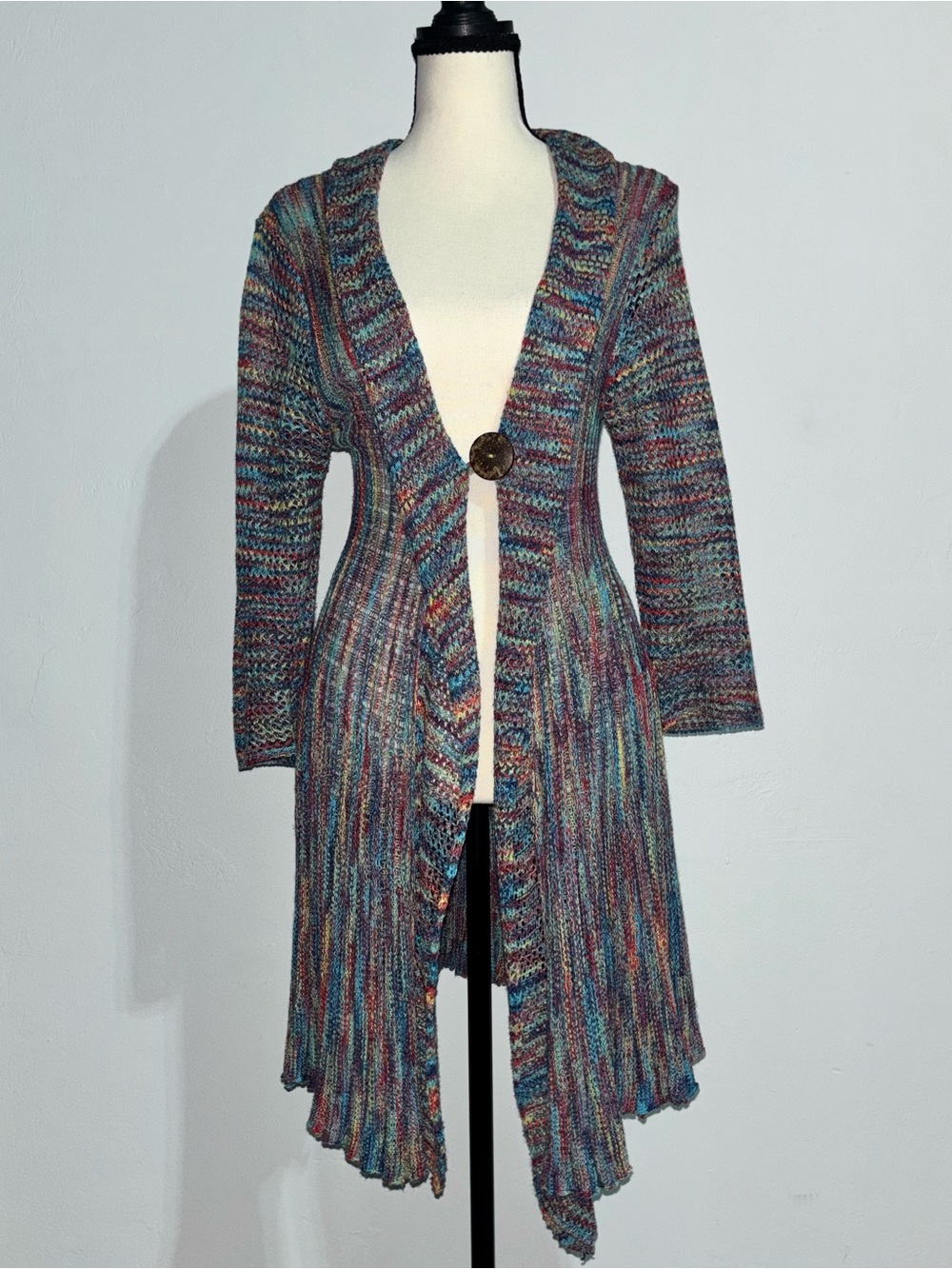 Kaktus Multicolor Space Dye Knit Long Cardigan M